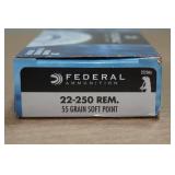 20 Federal Power-Shok .22-250 Rem 55 Gr SP Ammo