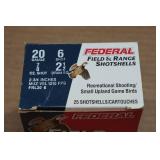 25 Federal Field & Range 20 Gauge 2-3/4" 6 Shot Shotshells