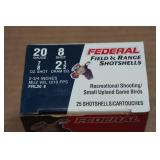 25 Federal Field & Range 20 Gauge 8 Shot Shotshells