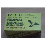 20 Federal Dove and Small Game 12 Gauge 2-3/4" 8 Shot Shotshells