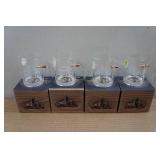 Set of Four Lucky Shot Whiskey Glasses with Embedded Bullets