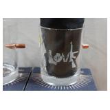 Set of Four Lucky Shot Whiskey Glasses with Embedded Bullets