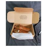 Tan Leather Wingtip Oxford Dress Shoes - Lace-Up, Brogue Detailing Size 9.5