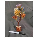 Crystal Healing Tree Sculpture - Multicolor Crystal Leaves, Made in India