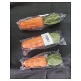 Carrot-Shaped Plastic Toys - 3-Pack Orange with Green Tops, Made in China