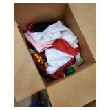 Box of Assorted Clothing & Fabric Bundles