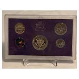 1985 Proof Set (5 coins) - fire damage evident