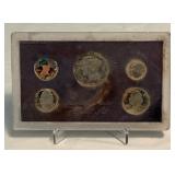 1987 Proof Set (5 coins) - fire damage evident