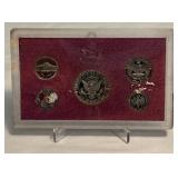 1989 Proof Set (5 coins) - fire damage evident