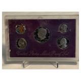 1990 Proof Set (5 coins) - fire damage evident