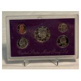 1991 Proof Set (5 coins) - fire damage evident on the penny