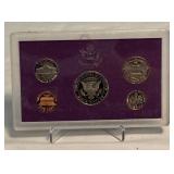 1991 Proof Set (5 coins) - fire damage evident on the penny
