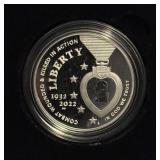 2022 National Purple Heart Hall of Honor Proof SILVER Dollar - original package with COA