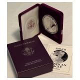 1993 P-American Eagle One Ounce Proof SILVER Bullion Dollar Coin - original package with COA