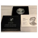 2021 W-American Eagle One Ounce Proof SILVER Bullion Dollar Coin - original package with COA