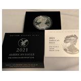 2021 W-American Eagle One Ounce Proof SILVER Bullion Dollar Coin - original package with COA