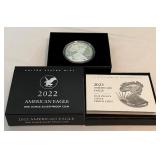 2022 W-American Eagle One Ounce Proof SILVER Bullion Dollar Coin - original package with COA