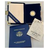 1996 W-OneTenth Ounce Proof Five Dollar Gold Bullion Coin - original package with COA