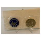 1971 S-Eisenhower Uncirculated SILVER Dollar - original package with COA