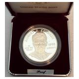1998 S-Robert F Kennedy Memorial Proof SILVER Dollar - original package with COA