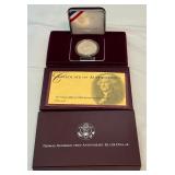 1993 S-Thomas Jefferson 250th Anniversary Proof SILVER Dollar - original package with COA