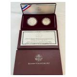 1998 S-Robert F Kennedy Uncirculated SILVER Dollar and JFK Matte Finish Half Dollar 2 Coin Set - original package with COA