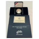 2005 P-Chief Justice John Marshall SILVER Dollar - original package with COA