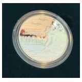 1991 Korean War Proof Memorial Dollar Coin - original package with COA, slight fire damage is evident