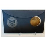 1972 George Washington American Revolution Bicentennial Commemorative Coin (& stamps!) - Just the plastic case and coin, with some fire damage