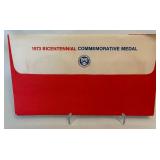 1973 Adams & Henry American Revolution Bicentennial Commemorative Medal (& stamps!) - original with First Day of Issue stamped on front