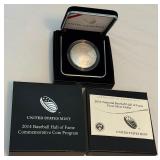 2014 National Baseball Hall of Fame Proof SILVER Dollar Sports - original package with COA - VERY COOL!  First non-flat coin ever produced!!!