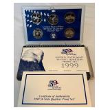 1999 State Quarters Proof Set (5 coins DE, PA, NJ, GA, CT) - original package with COA