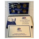 2000 State Quarters Proof Set (5 coins MA, MD, SC, NH, VA) - original package with COA