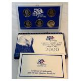 2000 State Quarters Proof Set (5 coins MA, MD, SC, NH, VA) - original package with COA