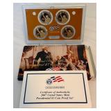 2007 Presidential $1 Coin Proof Set (4 coins Washington, Adams, Jefferson, Madison) - original package with COA