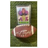 Minnesota Vikings, Mike Tingelhoff autographed Mini Football and Rookie card