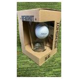 Benshot 16 ounce glass with embedded golf ball handcrafted in Wisconsin