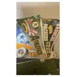 Random assortment of mixed sports pendants with Super Bowl pennant