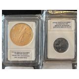Gold Enriched St. Gaudens Replica and 2014 Silver Enriched Native American Dollar