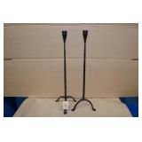 Set of 2 Creative Co-Op 20" Hand Forged Cast Iron Taper Holders