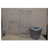 Wire Shelving and Waste Basket