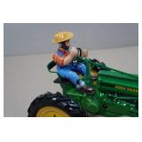Franklin Mint Tin Mechanical John Deere Model B Tractor with Farmer
