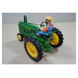 Franklin Mint Tin Mechanical John Deere Model B Tractor with Farmer