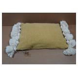 Cotton Chenille Lumbar Tassels Throw Pillow - 20"x14"