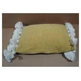 Cotton Chenille Lumbar Tassels Throw Pillow - 20"x14"