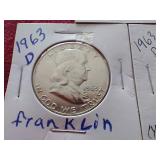 (3) 1963-D Franklin Half Dollars