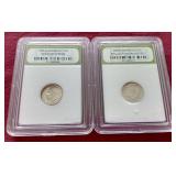 (2) Slabbed Roosevelt Dimes