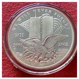2001/2002 9-11 We Will Never Forget 1 oz Silver Medal