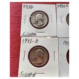 (6) 90% Silver Washington Quarters