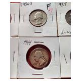 (6) 90% Silver Washington Quarters